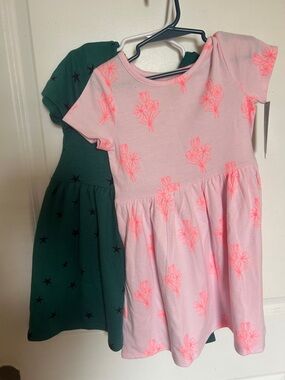 Kids Short-Sleeve Pink & Green Dress
